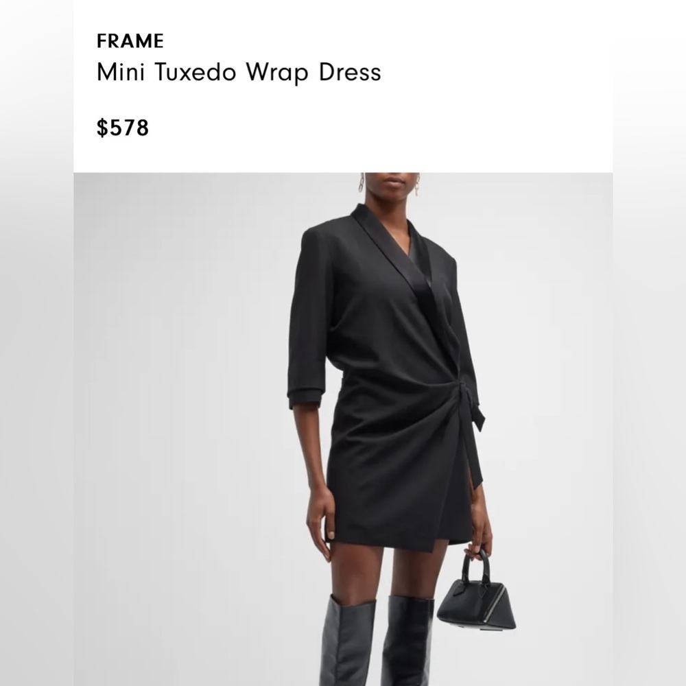 FRAME Mini Tuxedo Virgin Wool Wrap Dress size XXS - Picture 7 of 8